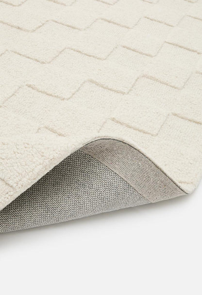 Osaka Hand Tufted Check  Wool Rug Natural - 160 x 230
