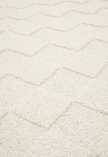 Osaka Hand Tufted Check  Wool Rug Natural - 160 x 230
