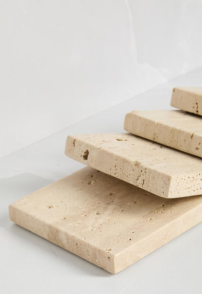 Square Travertine Coaster Set of 4 - Natural