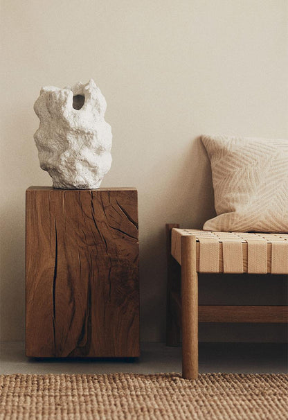 Lava Stone-Look Vase – White