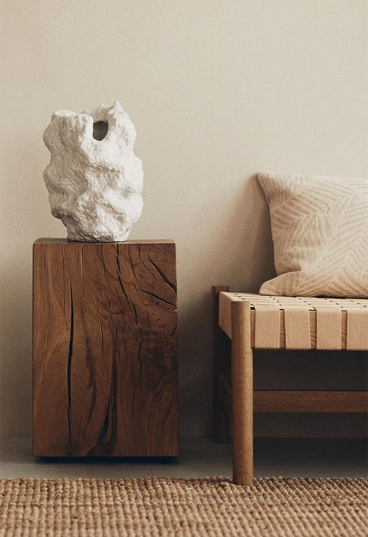 Lava Stone-Look Vase – White