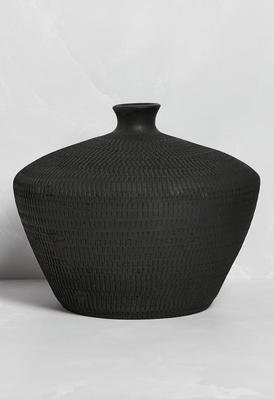 Palma Terracotta Vase – Black