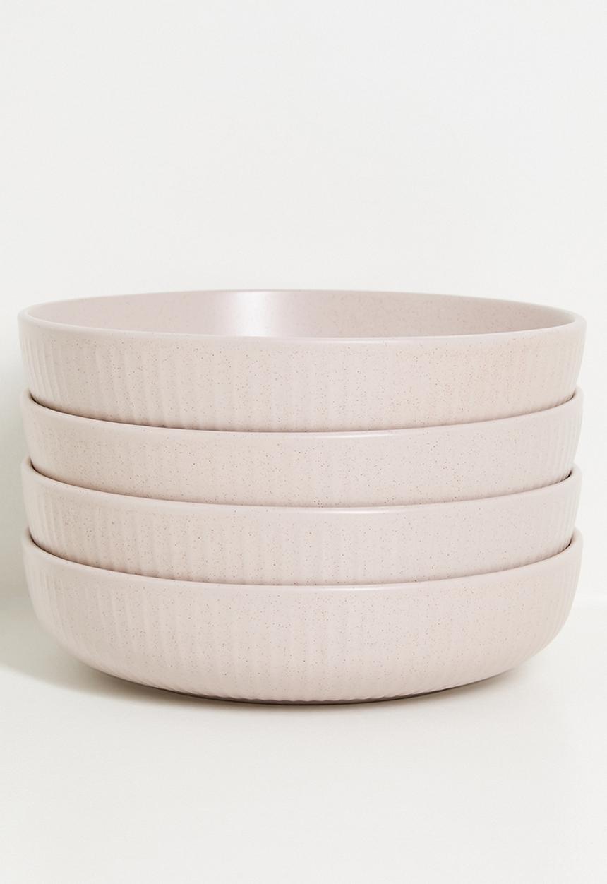 Embossed Pasta Bowl set of 4 – Pink
