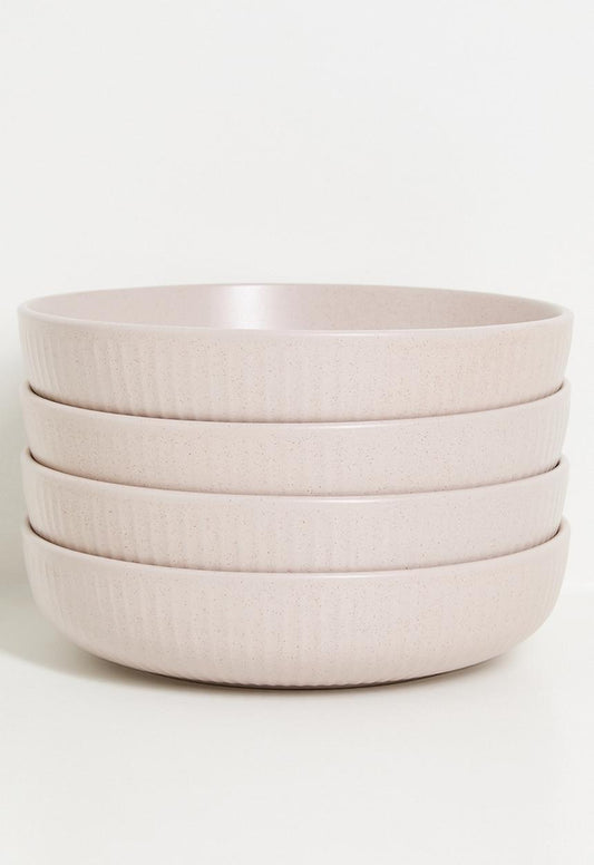 Embossed Pasta Bowl set of 4 – Pink