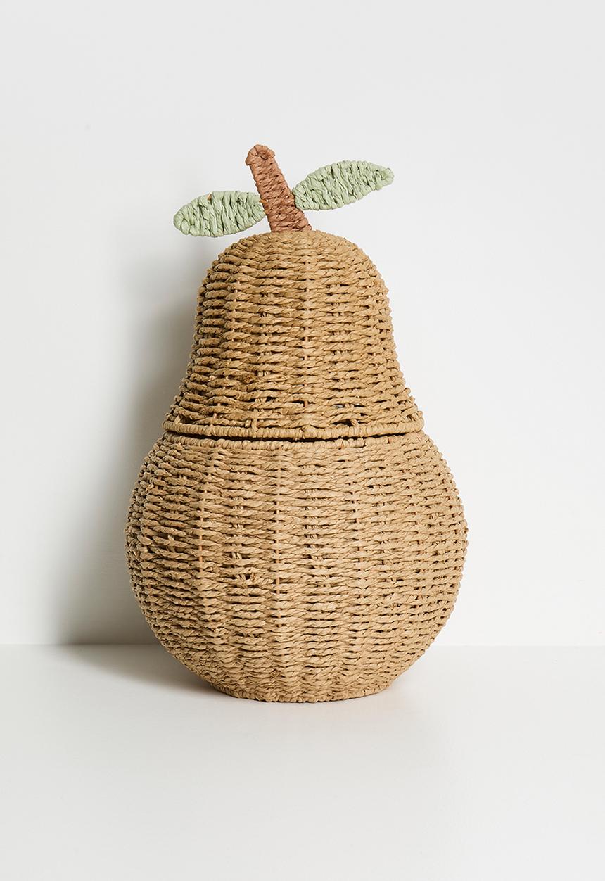 Pear-shaped straw basket - natural