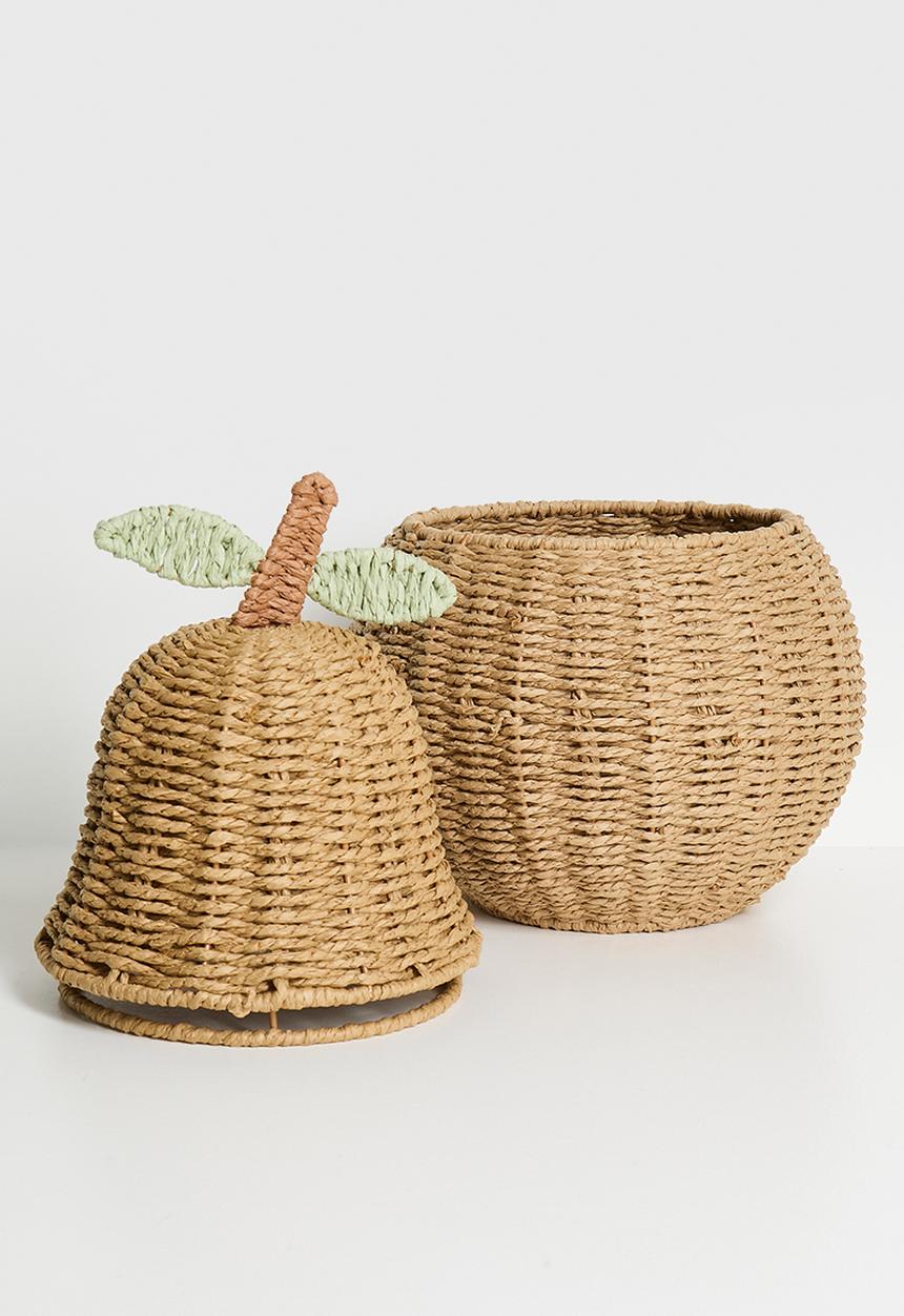 Pear-shaped straw basket - natural