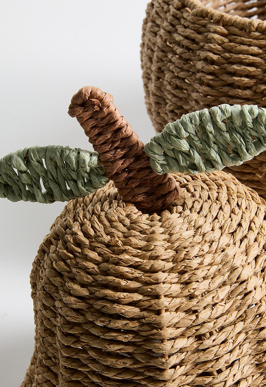 Pear-shaped straw basket - natural