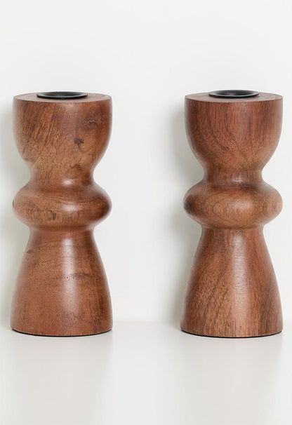 Cera dinner candle holder set of 2 - natural