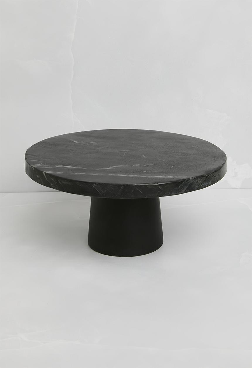 Luno wood & marble cake stand - black