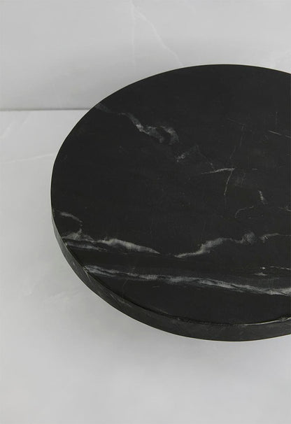 Luno wood & marble cake stand - black
