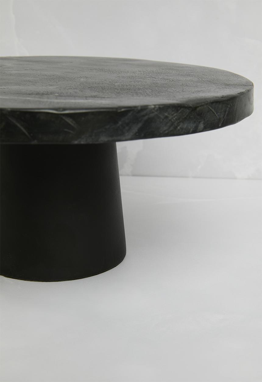 Luno wood & marble cake stand - black