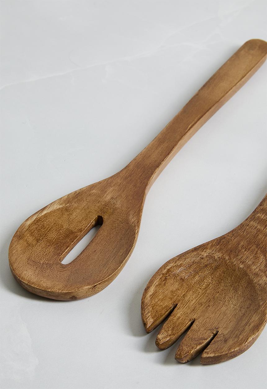 Wooden Serving Spoons set of 2 - Natural