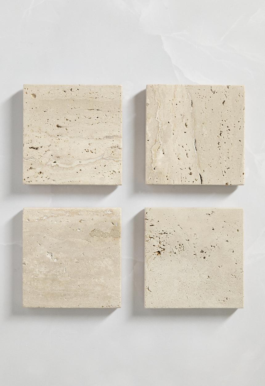 Square Travertine Coaster Set of 4 - Natural