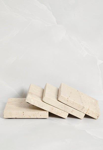 Square Travertine Coaster Set of 4 - Natural