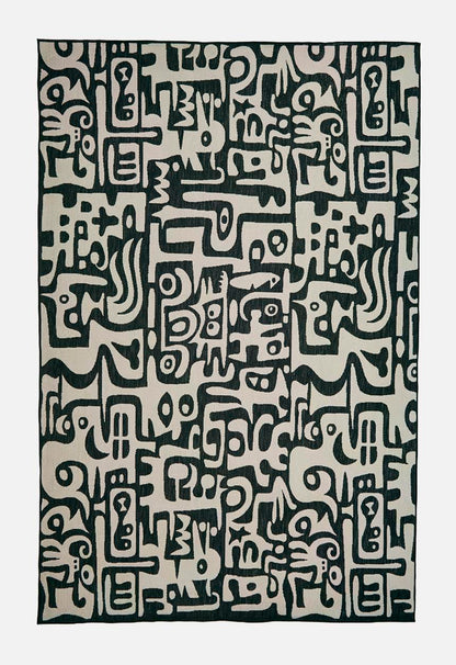 Contemporary abstract rug - black/cream