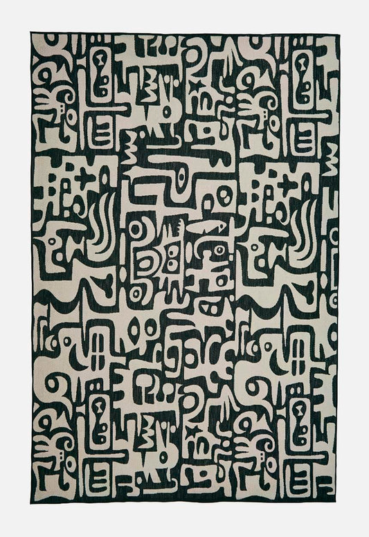Contemporary abstract rug - black/cream