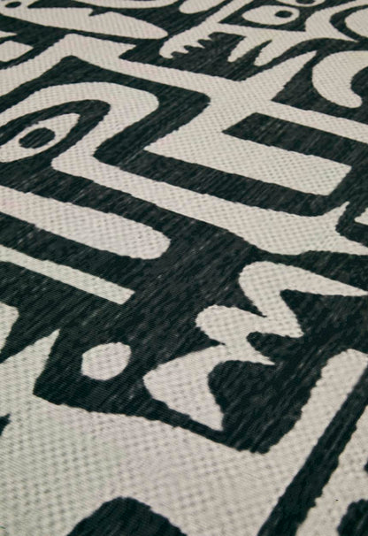 Contemporary abstract rug - black/cream