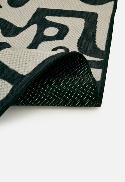 Contemporary abstract rug - black/cream