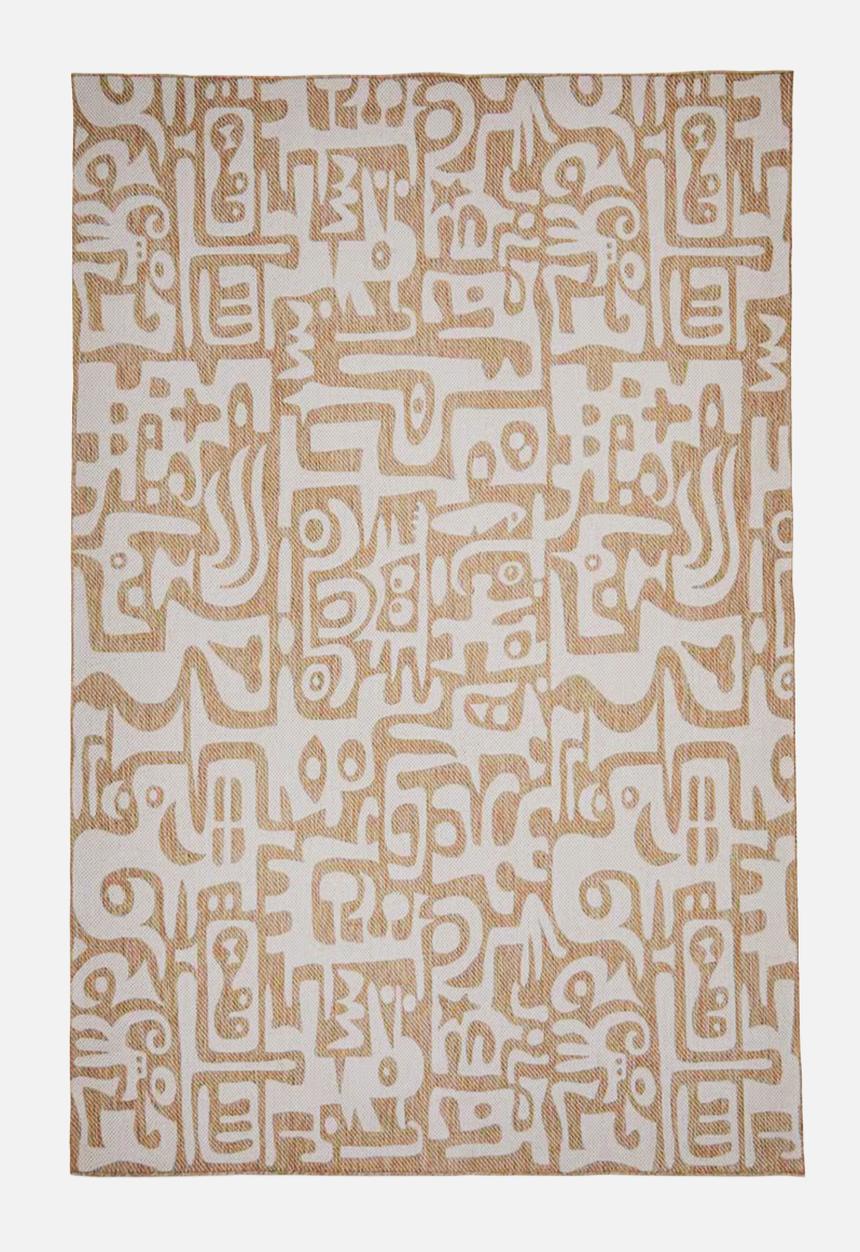 Contemporary abstract rug - beige / white