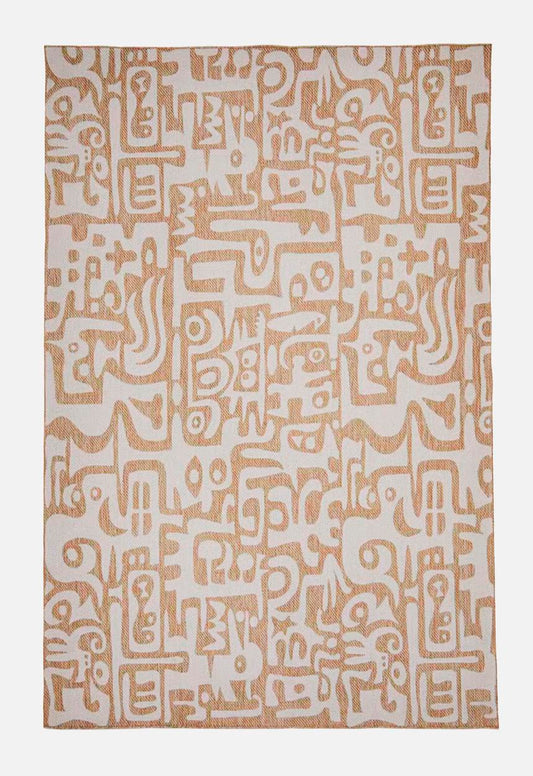 Contemporary abstract rug - beige / white