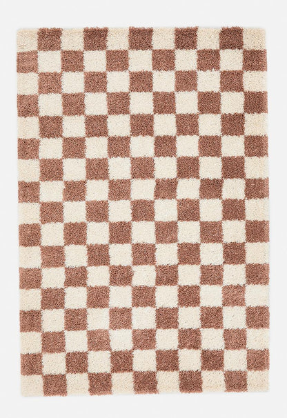 Shaggy Check Rug - rust - 200 x 300