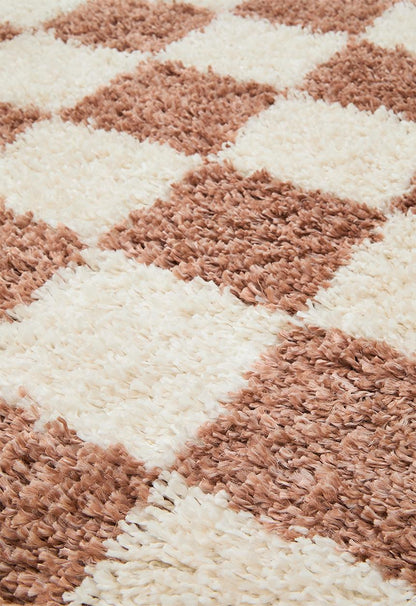 Shaggy Check Rug - rust - 200 x 300