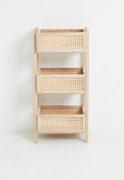 3-tier shelf woven basket drawer shelf - natural