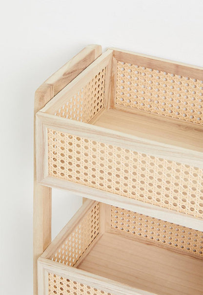3-tier shelf woven basket drawer shelf - natural