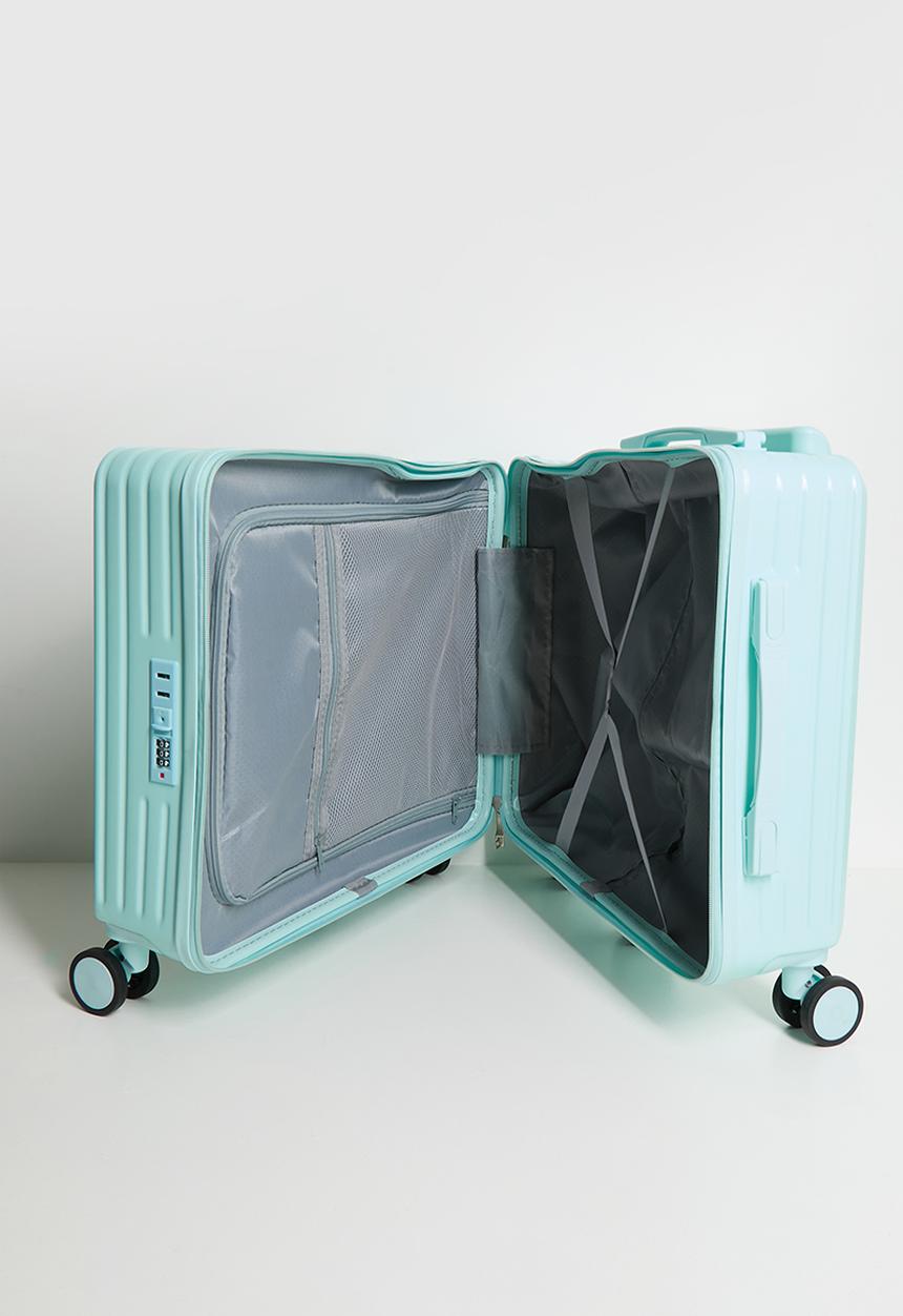 Sit-and-ride trolley bag - pastel blue