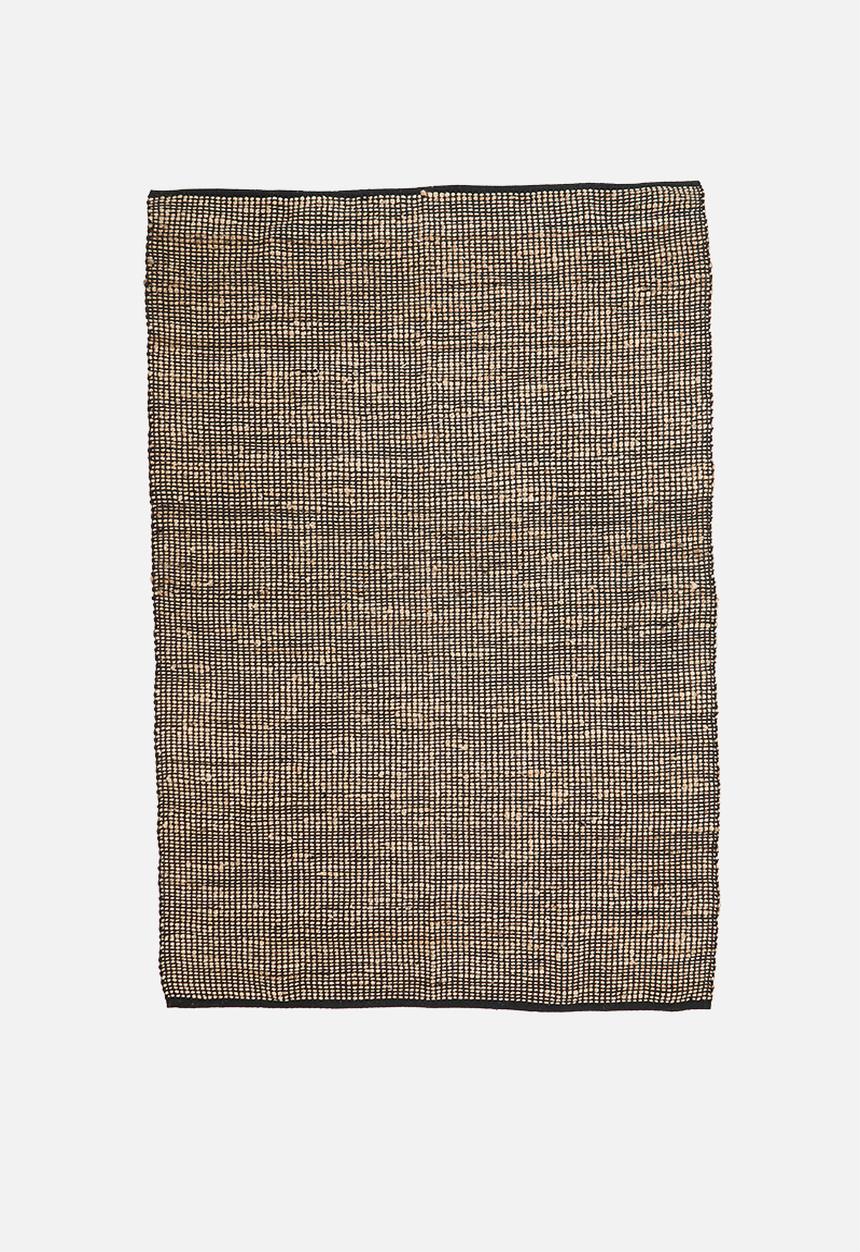 Cotton & jute rug black & natural - 200x300