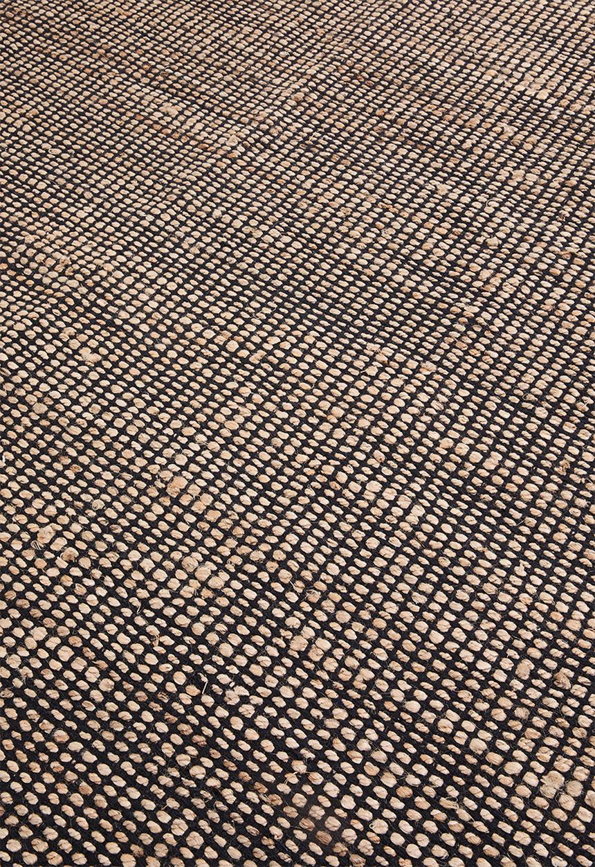 Cotton & jute rug black & natural - 200x300
