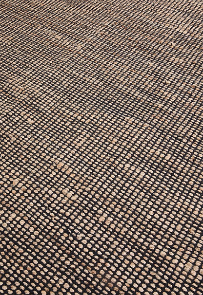 Cotton & jute rug black & natural - 200x300