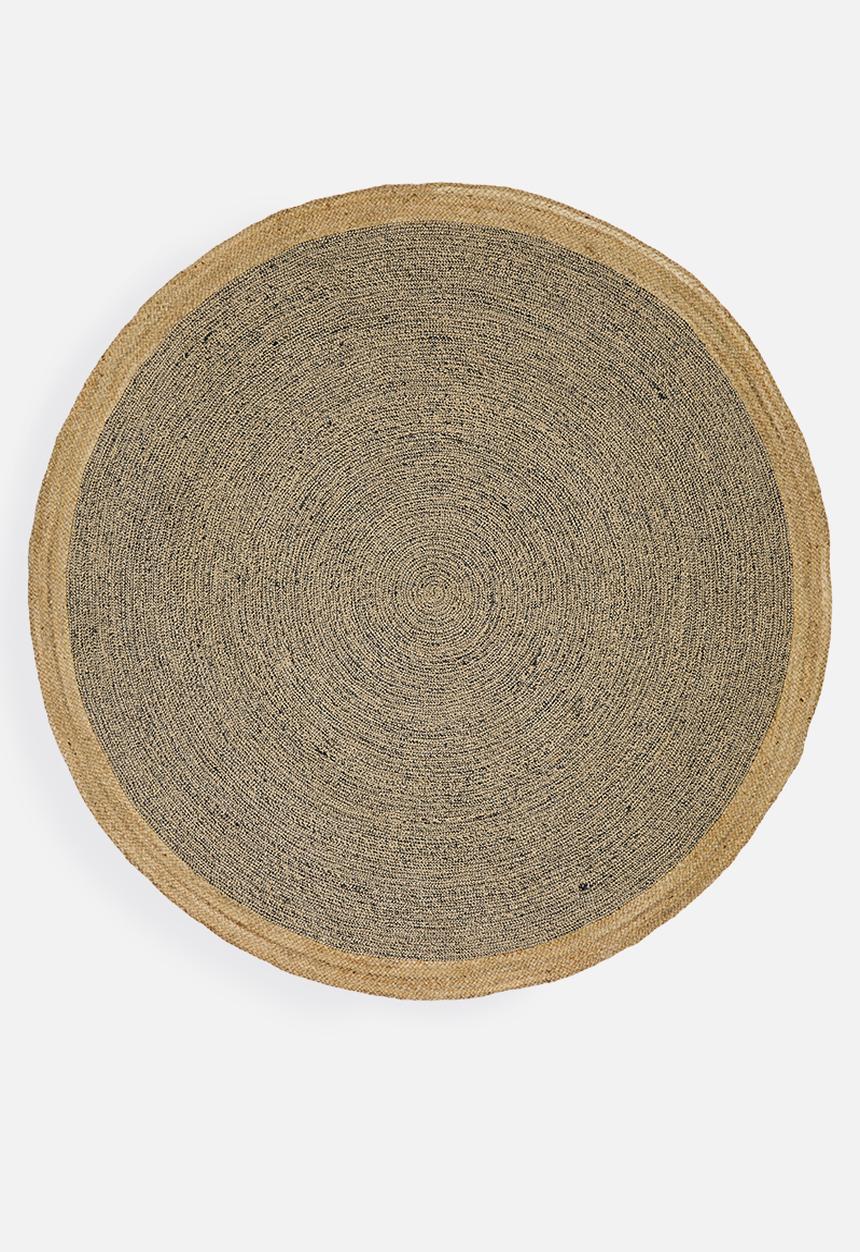 Jute Round Rug Natural & Black - 200cm Diameter
