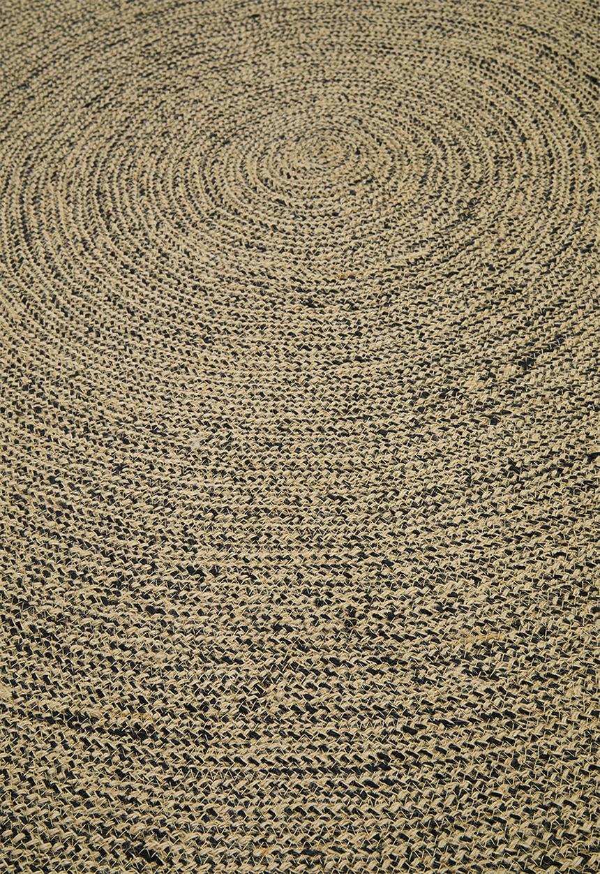 Jute Round Rug Natural & Black - 200cm Diameter