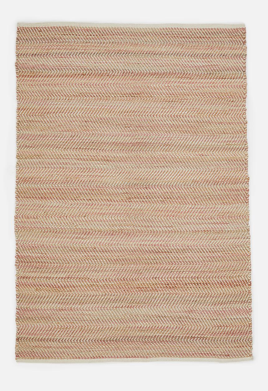 Herringbone Jute Dhurrie Rose - 200x300