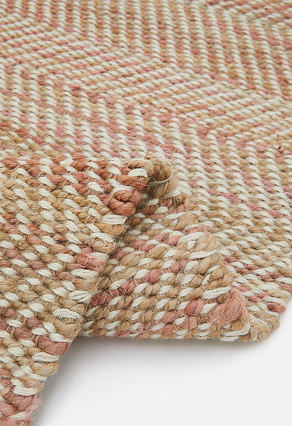 Herringbone Jute Dhurrie Rose - 200x300
