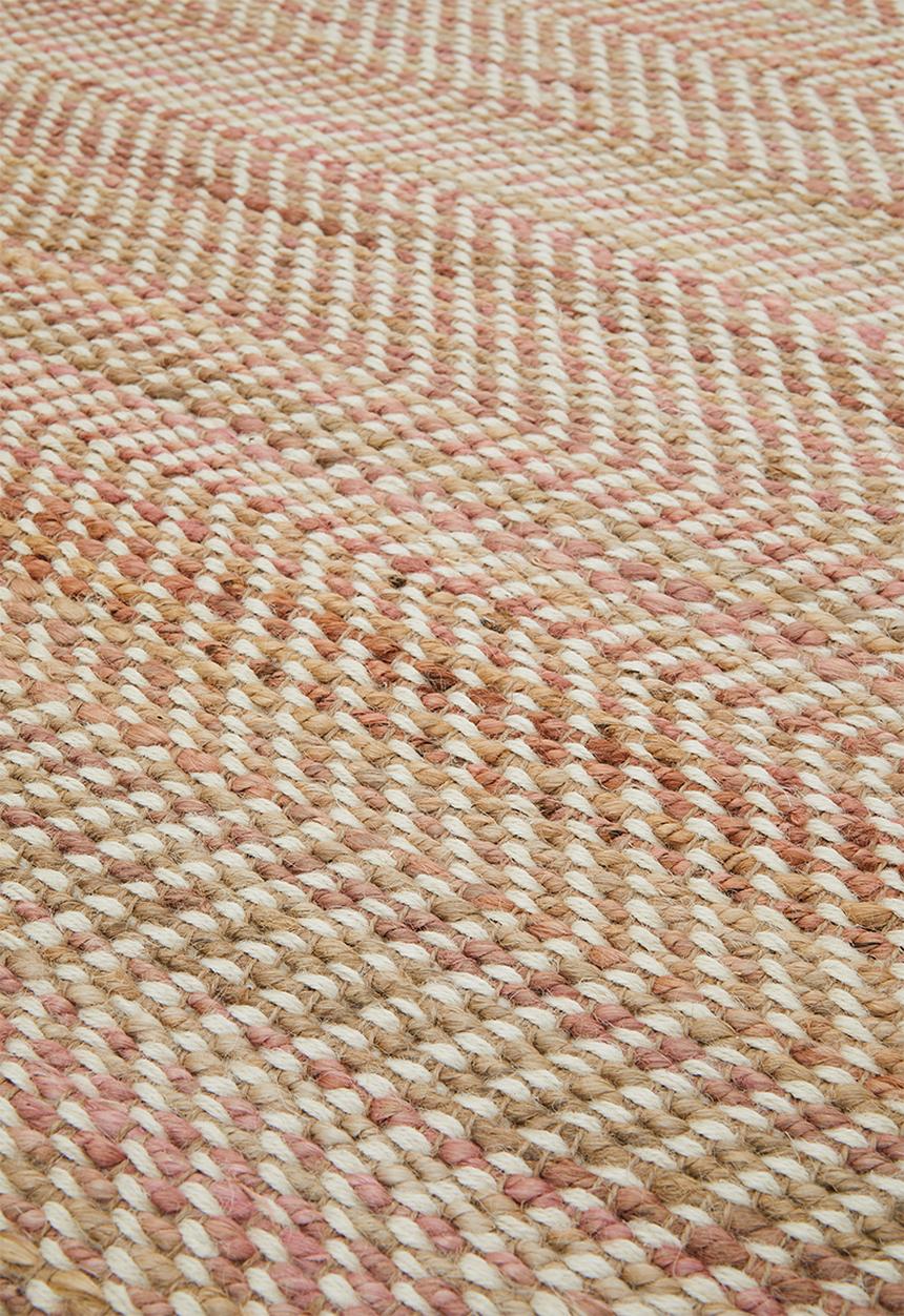 Herringbone Jute Dhurrie Rose - 200x300