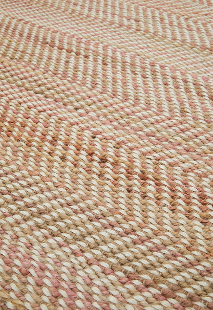 Herringbone Jute Dhurrie Rose - 200x300