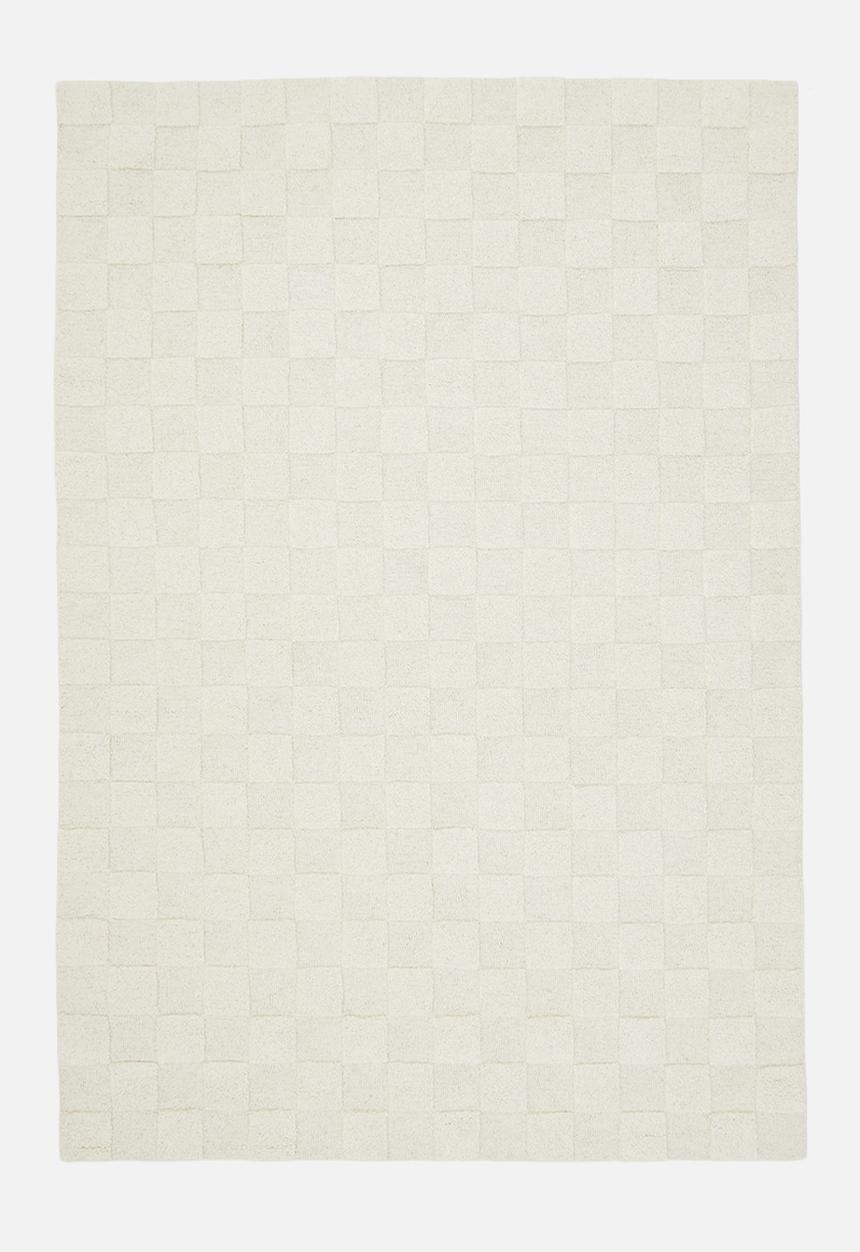 Osaka Hand Tufted Check  Wool Rug Natural - 160 x 230