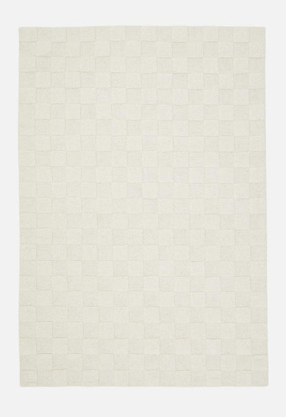Osaka Hand Tufted Check  Wool Rug Natural - 160 x 230