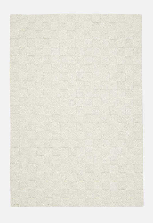 Osaka Hand Tufted Check  Wool Rug Natural - 160 x 230