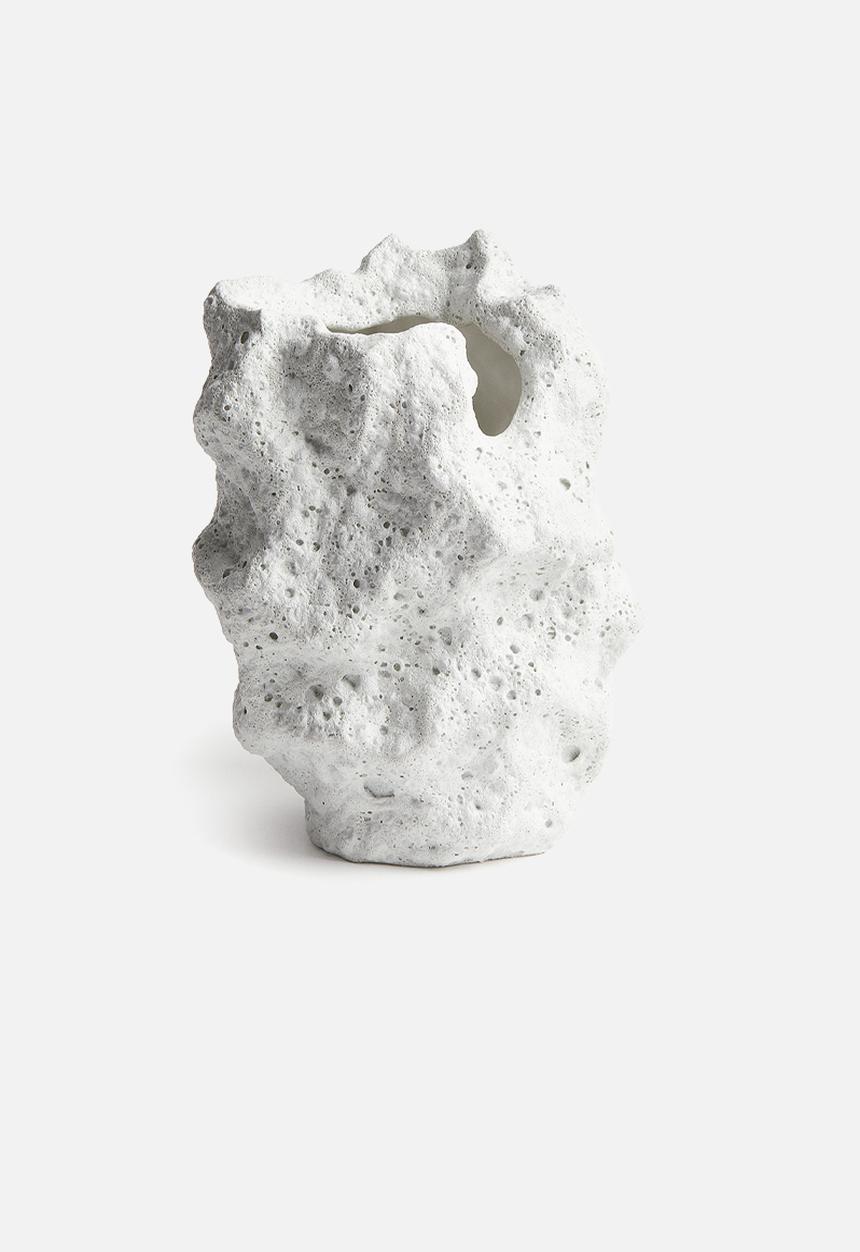 Lava Stone-Look Vase – White