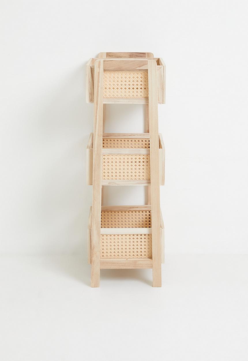 3-tier shelf woven basket drawer shelf - natural