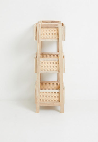 3-tier shelf woven basket drawer shelf - natural