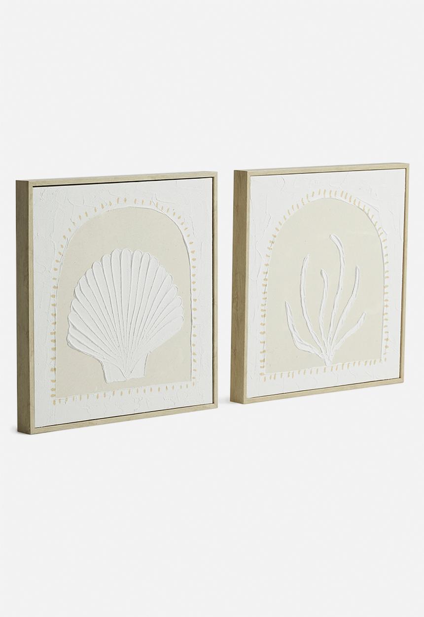 Coastal Wall Art Set of 2 - 2 x 42cm H x 42cm L x 3.7cm