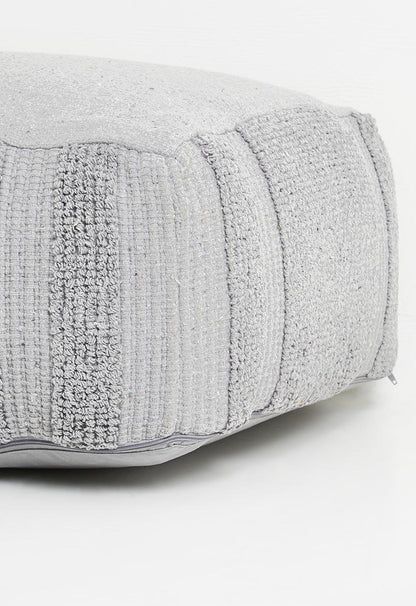 Cotton Woven Pouf - Grey