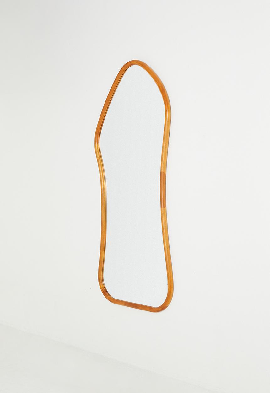 Wooden Oranic Shape Mirror - Natural