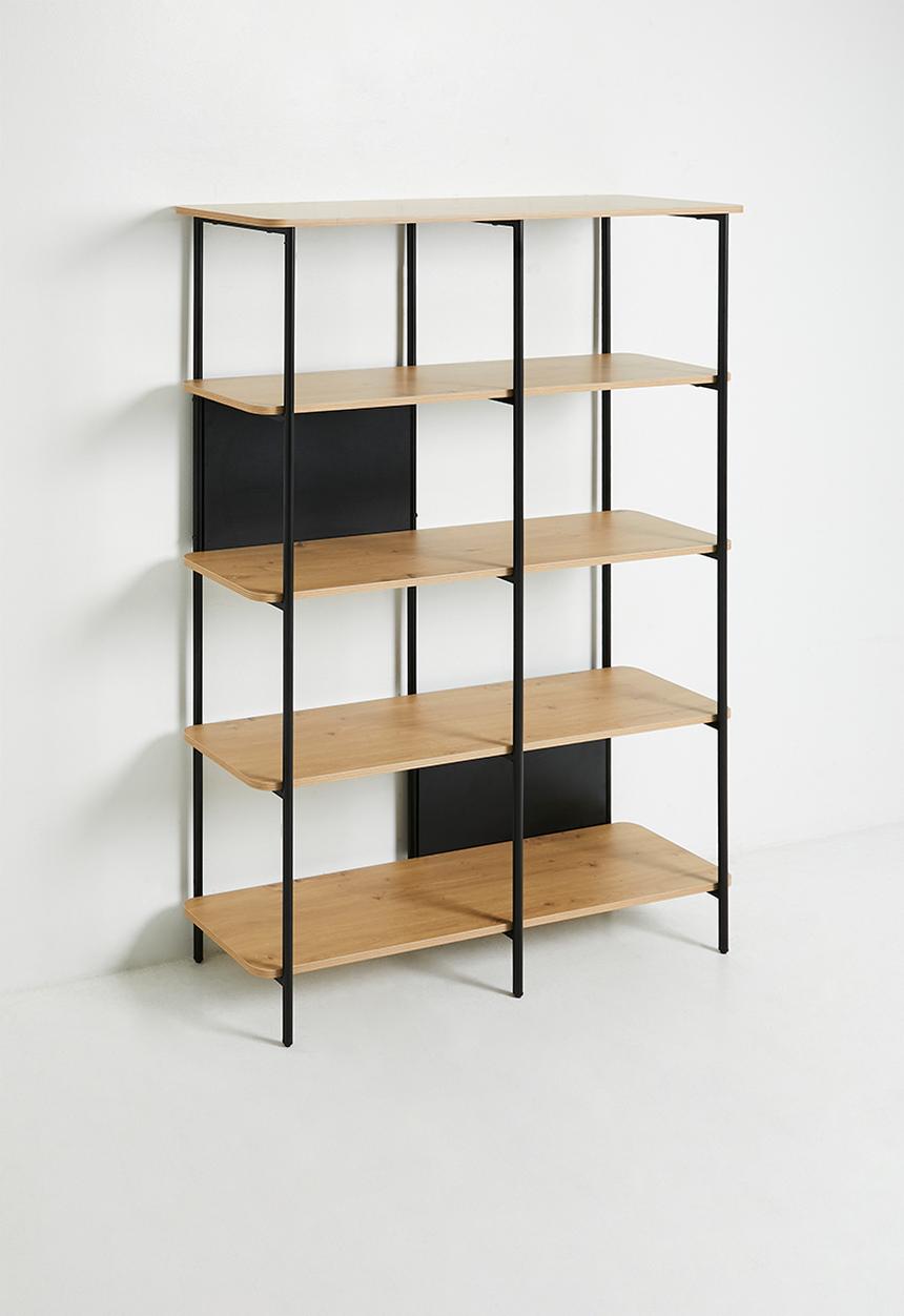 Neela double tier bookshelf - black 120cm L x 36cm W x 158cm H