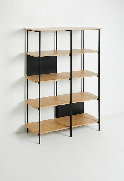 Neela double tier bookshelf - black 120cm L x 36cm W x 158cm H