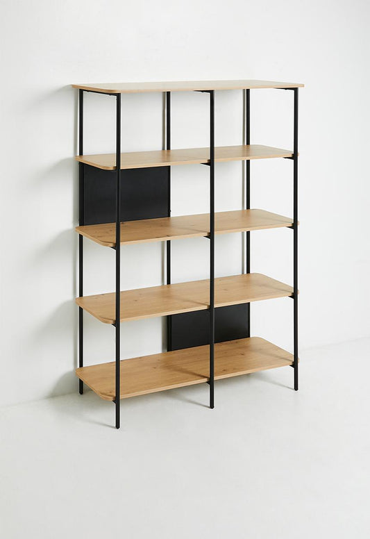 Neela double tier bookshelf - black 120cm L x 36cm W x 158cm H